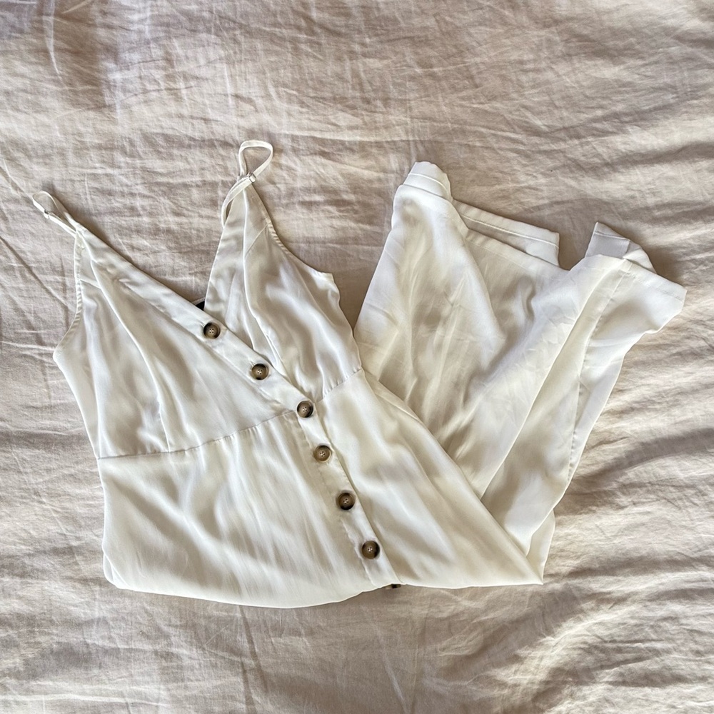 Charmed Life Button Down Midi Dress - Off White